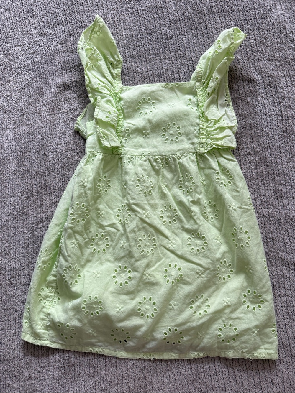 Carters Green Eyelet Dress Size 4T Flutter Sleeve Cotton Spring Summer